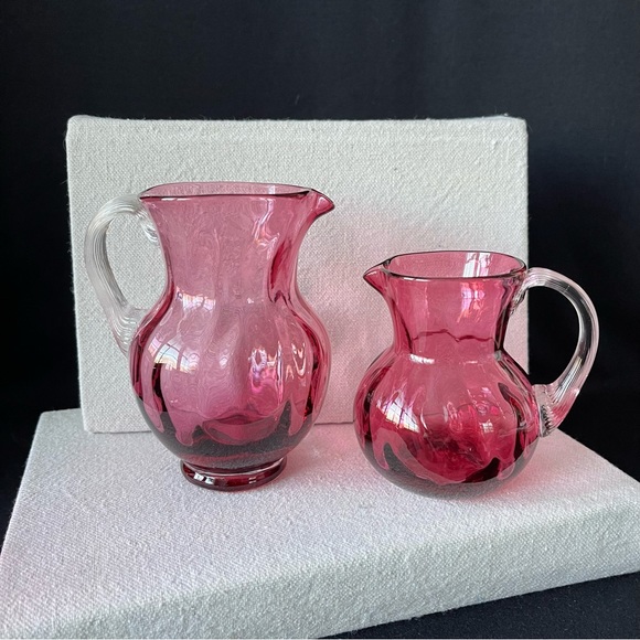 Pilgrim Cranberry Glass - 3 pieces - Vintage - Picture 11 of 14